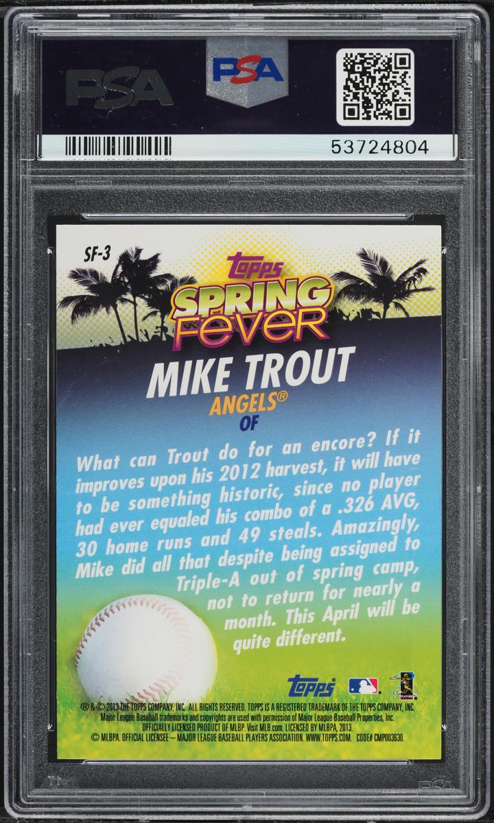 2013 Topps Spring Fever Mike Trout #SF-3 PSA 10 GEM MINT