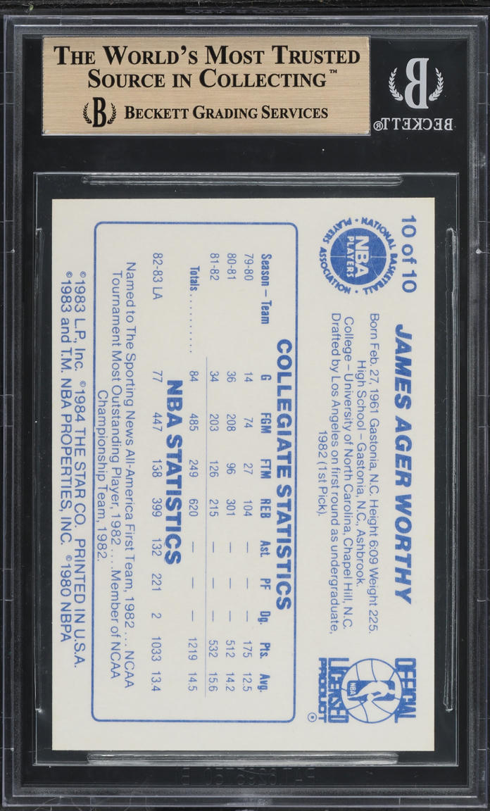 1983-84 Star All-Rookies James Worthy ROOKIE #10 BGS 9.5 GEM MINT