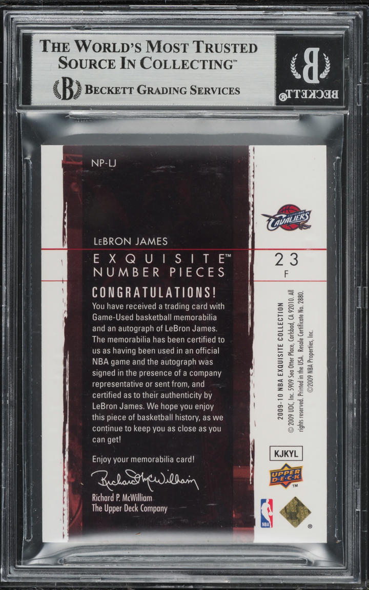 2009 Exquisite Collection Numbers LeBron James PATCH AUTO /23 #NP-LJ BGS 8 NM-MT