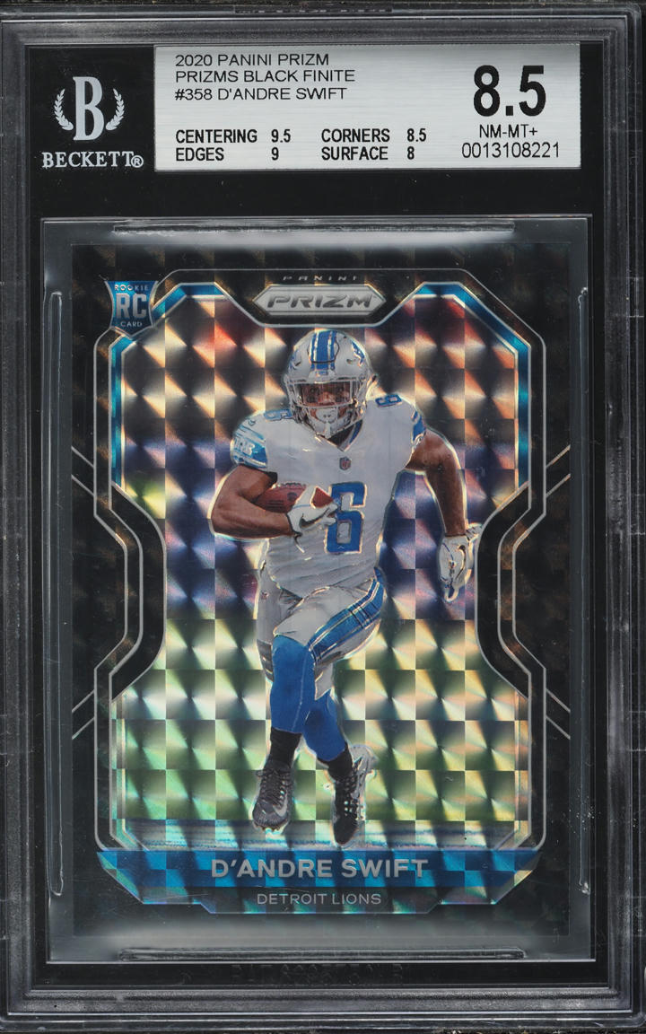 2020 Panini Prizm Black Finite D'Andre Swift ROOKIE 1/1 #358 BGS 8.5 NM-MT+