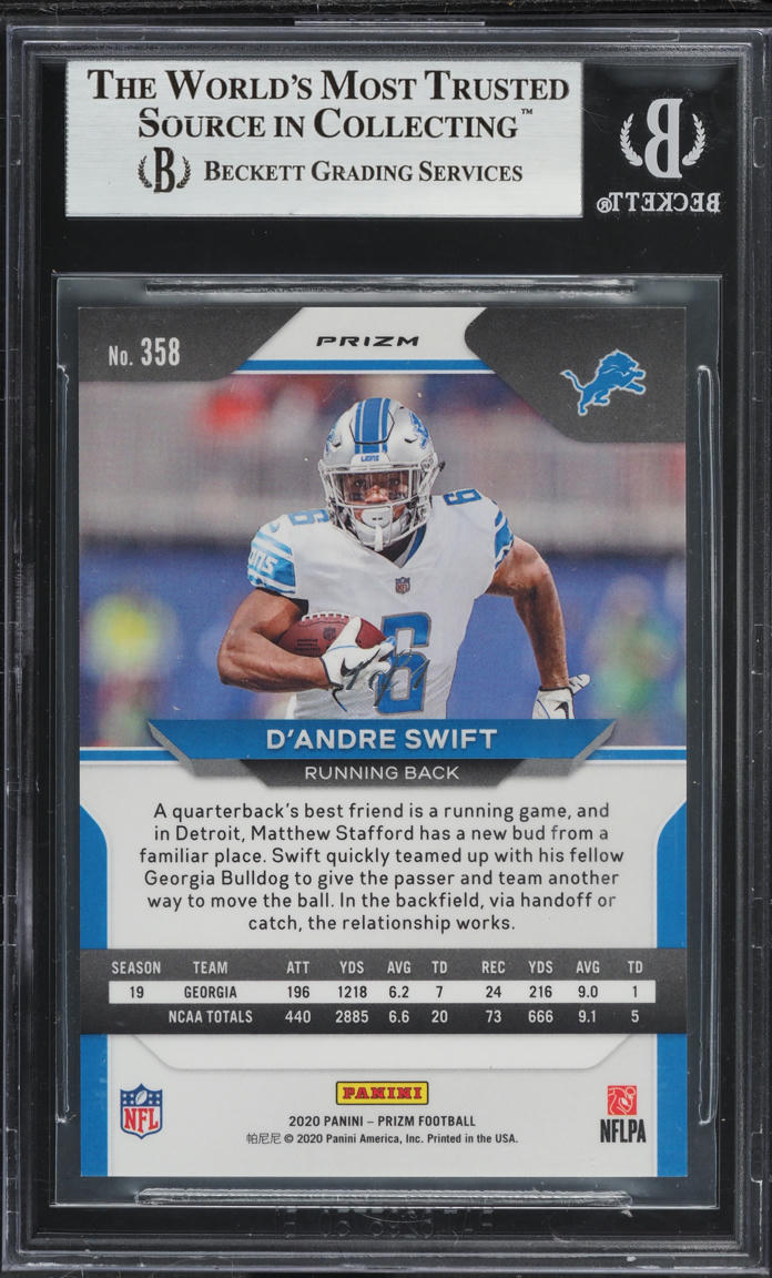 2020 Panini Prizm Black Finite D'Andre Swift ROOKIE 1/1 #358 BGS 8.5 NM-MT+