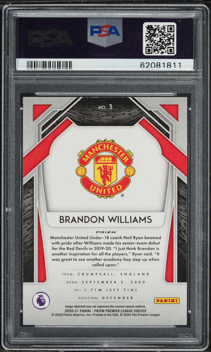 2020 Panini Prizm Premier League Hyper Brandon Williams ROOKIE #3 PSA 10 GEM