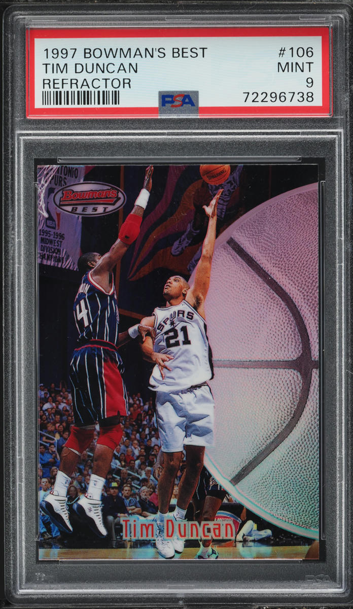 1997 Bowman's Best Refractor Tim Duncan ROOKIE #106 PSA 9 MINT