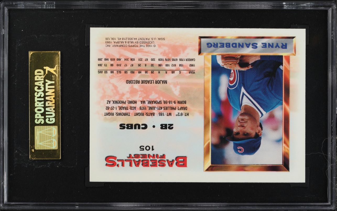 1993 Finest Ryne Sandberg #105 SGC 9 MINT