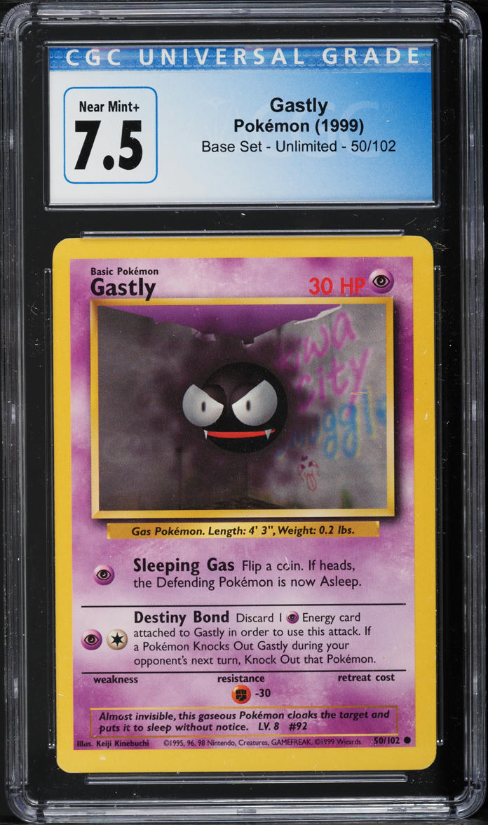 1999 Pokemon Base Set Gastly #50 CGC 7.5 NRMT+