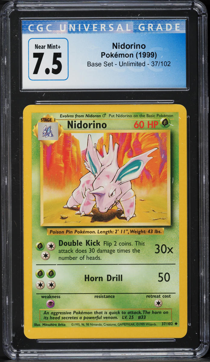 1999 Pokemon Base Set Nidorino #37 CGC 7.5 NRMT+