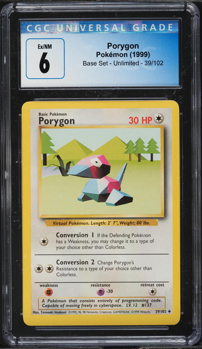 1999 Pokemon Base Set Porygon #39 CGC 6 EXMT
