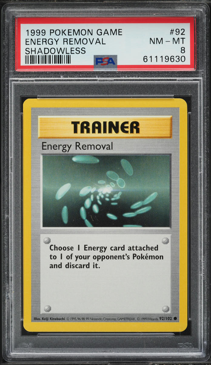 1999 Pokemon Base Set Shadowless Energy Removal #92 PSA 8 NM-MT