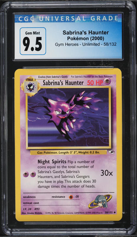 2000 Pokemon Gym Heroes Sabrina's Haunter #58 CGC 9.5 GEM MINT