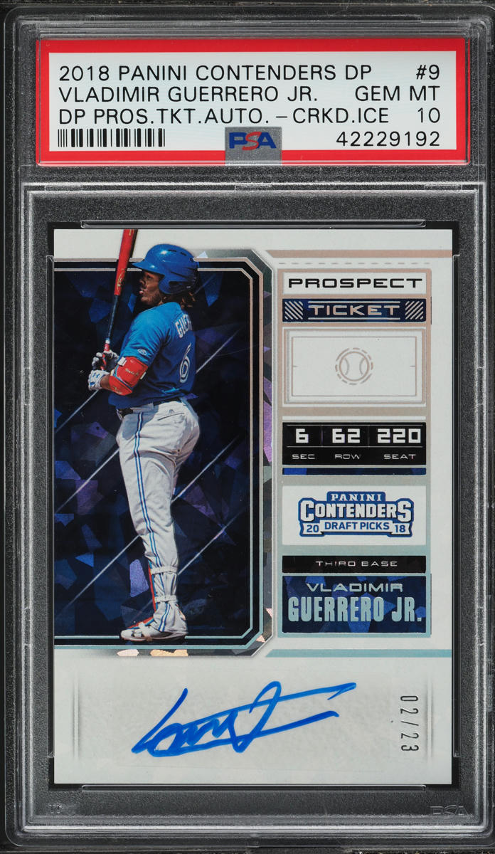 2018 Panini Contenders Cracked Ice Vladimir Guerrero Jr. ROOKIE AUTO /23 PSA 10