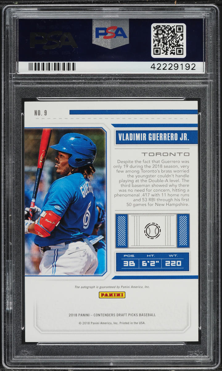2018 Panini Contenders Cracked Ice Vladimir Guerrero Jr. ROOKIE AUTO /23 PSA 10