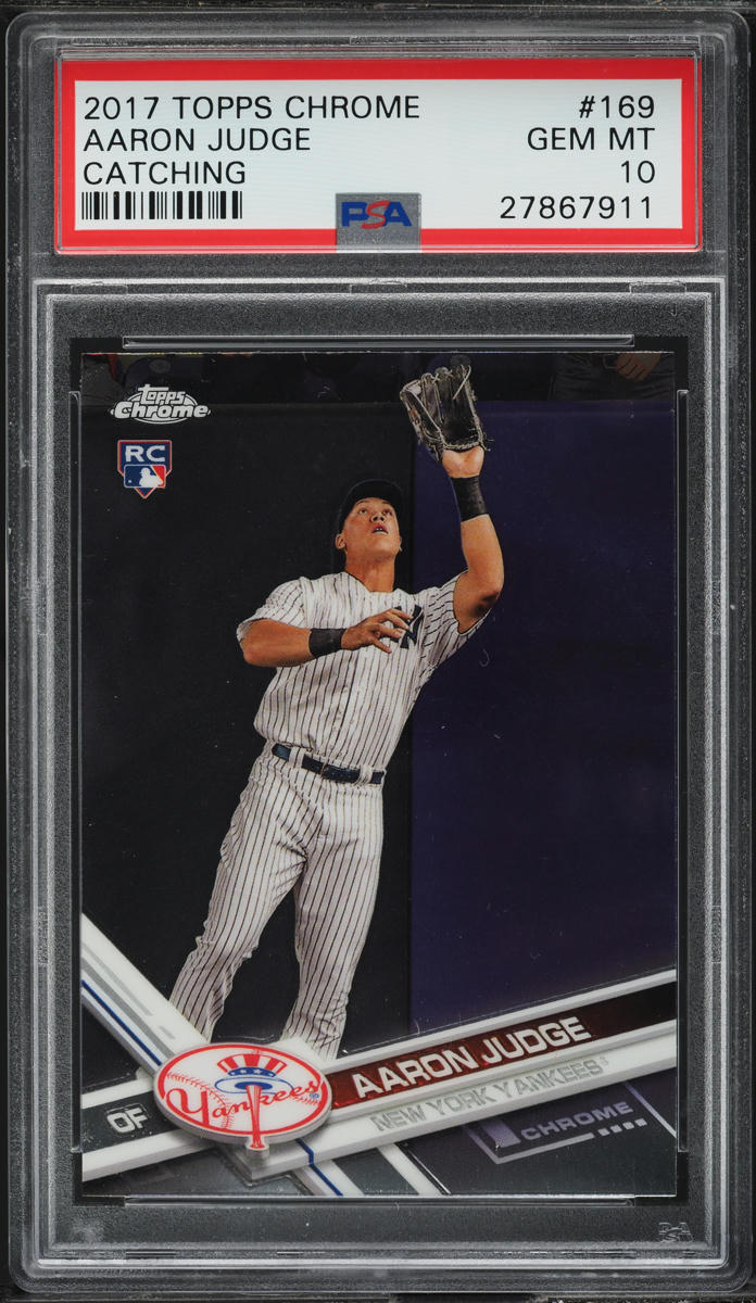 2017 Topps Chrome Catching Aaron Judge ROOKIE #169 PSA 10 GEM MINT