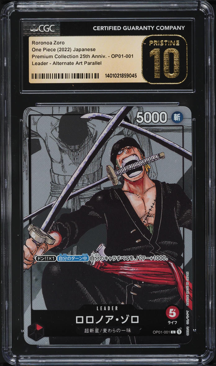 2022 One Piece Japanese Premium 25th Anniversary Alt Art Roronoa Zoro CGC 10