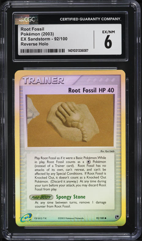 2003 Pokemon EX Sandstorm Reverse Holo Root Fossil #92 CGC 6 EXMT