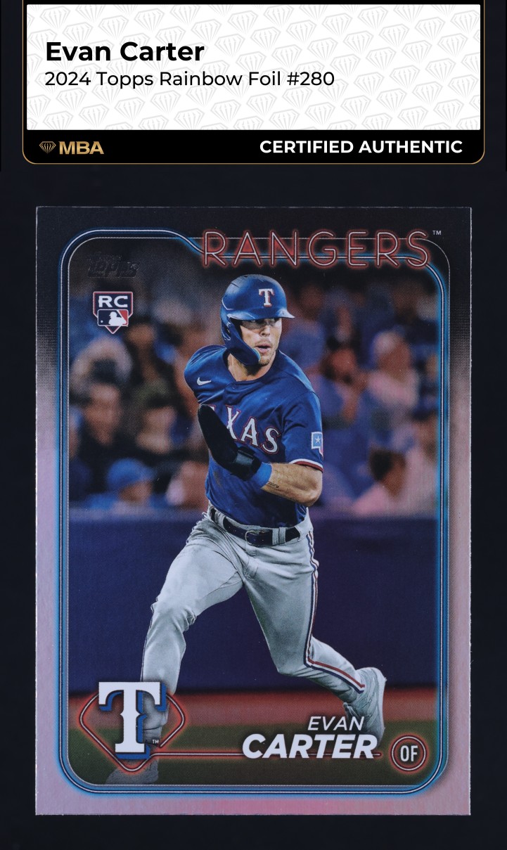 2024 Topps Rainbow Foil Evan Carter ROOKIE #280 MBA AUTH on