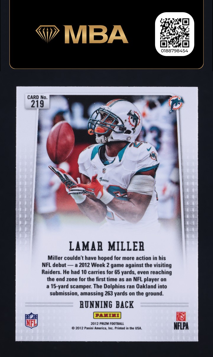 2012 Panini Prizm Lamar Miller ROOKIE #219 MBA AUTH