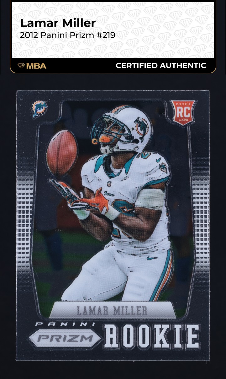 2012 Panini Prizm Lamar Miller ROOKIE #219 MBA AUTH