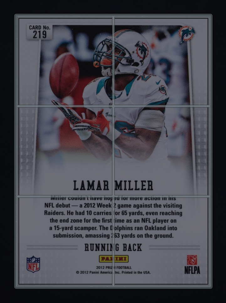 2012 Panini Prizm Lamar Miller ROOKIE #219 MBA AUTH