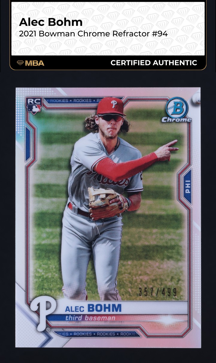 2021 Bowman Chrome Refractor Alec Bohm ROOKIE /499 #94 MBA AUTH
