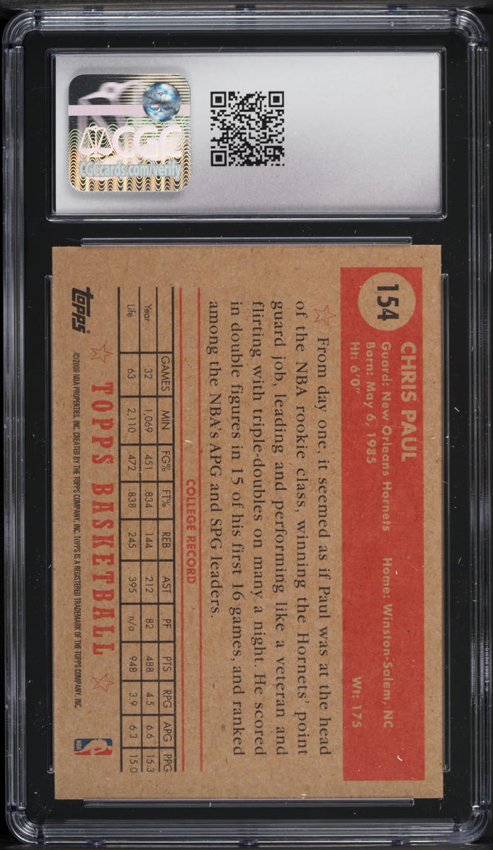 2005 Topps '52 Style Chris Paul ROOKIE #154 CGC 10 GEM MINT
