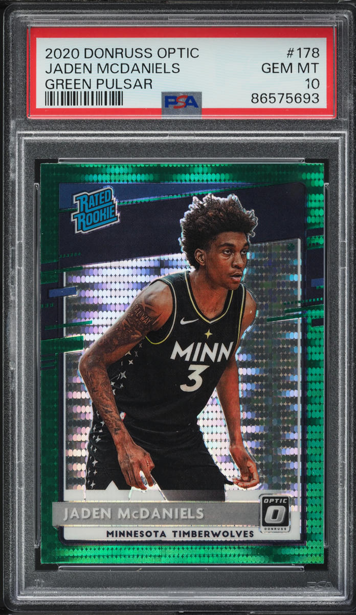 2020 Donruss Optic Green Pulsar Jaden McDaniels ROOKIE #178 PSA 10 GEM MINT