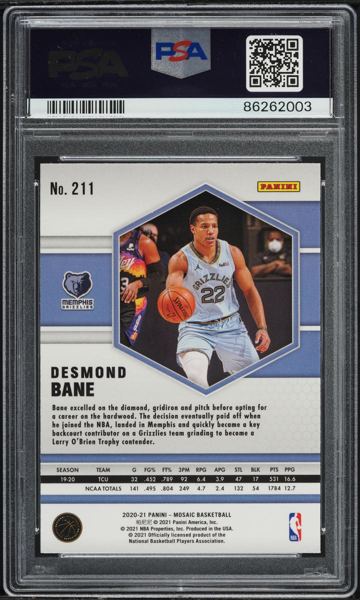 2020 Panini Mosaic Desmond Bane ROOKIE #211 PSA 9 MINT