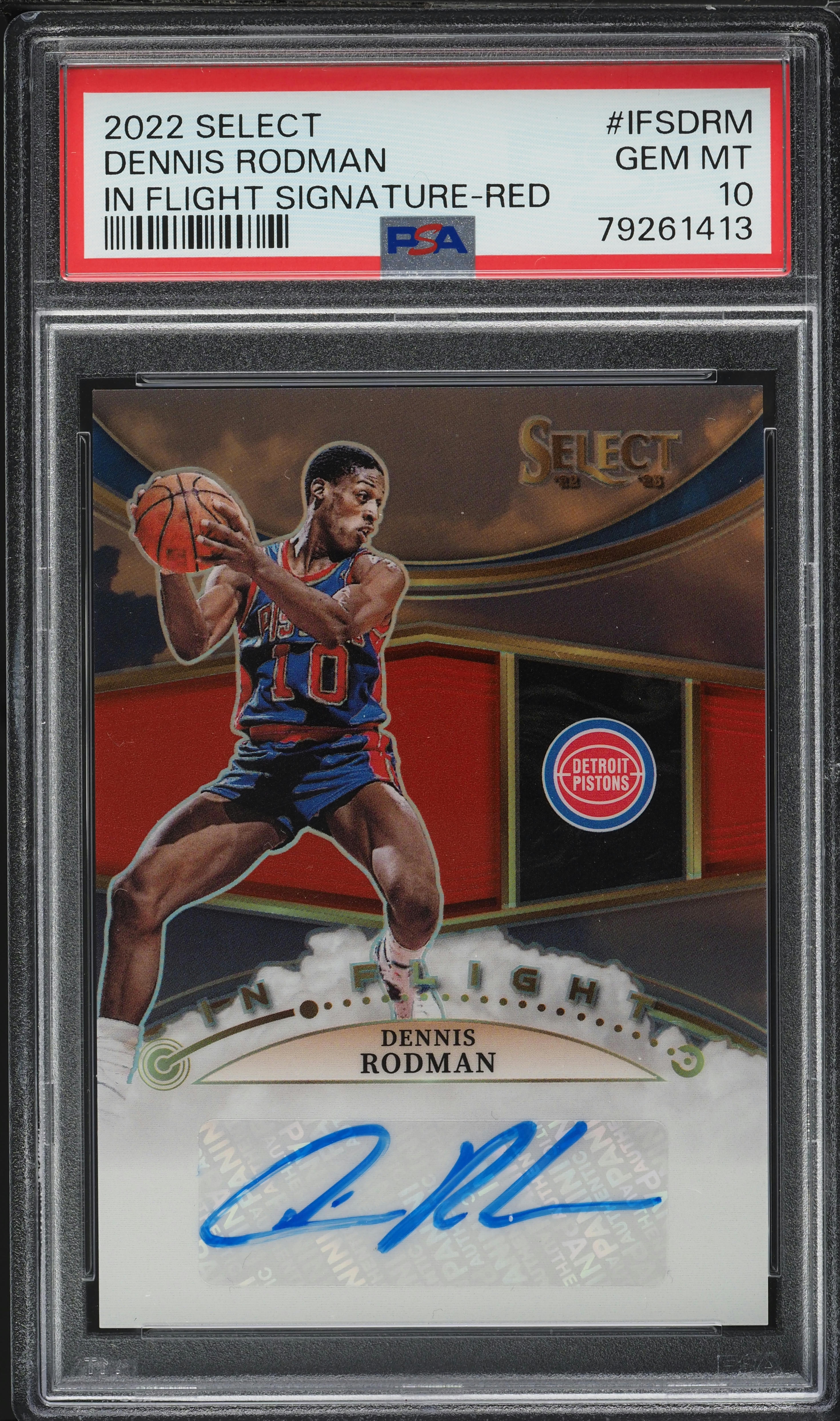 2022 Select In Flight Red Dennis Rodman AUTO /75 #IFS-DRM PSA 10
