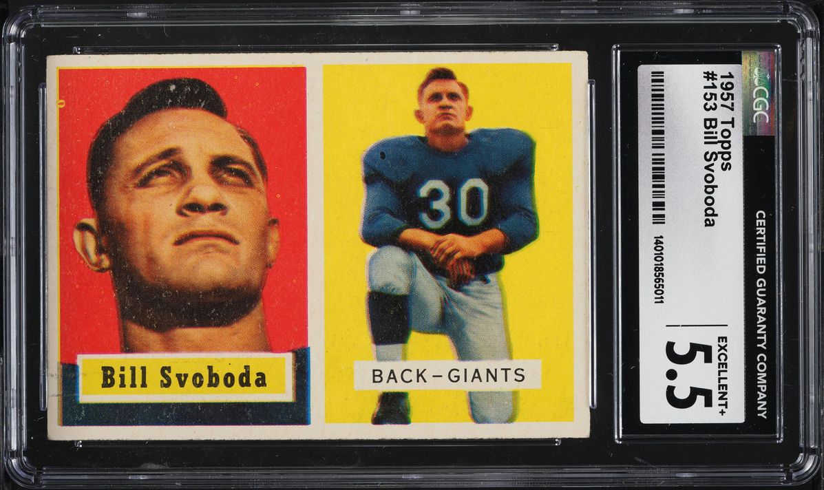 1957 Topps Football Bill Svoboda #153 CGC 5.5 EX+