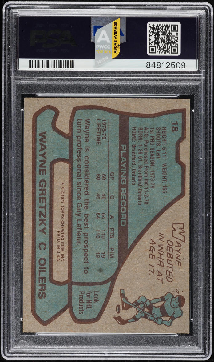 1979 Topps Hockey Wayne Gretzky ROOKIE #18 PSA 5.5 EX+