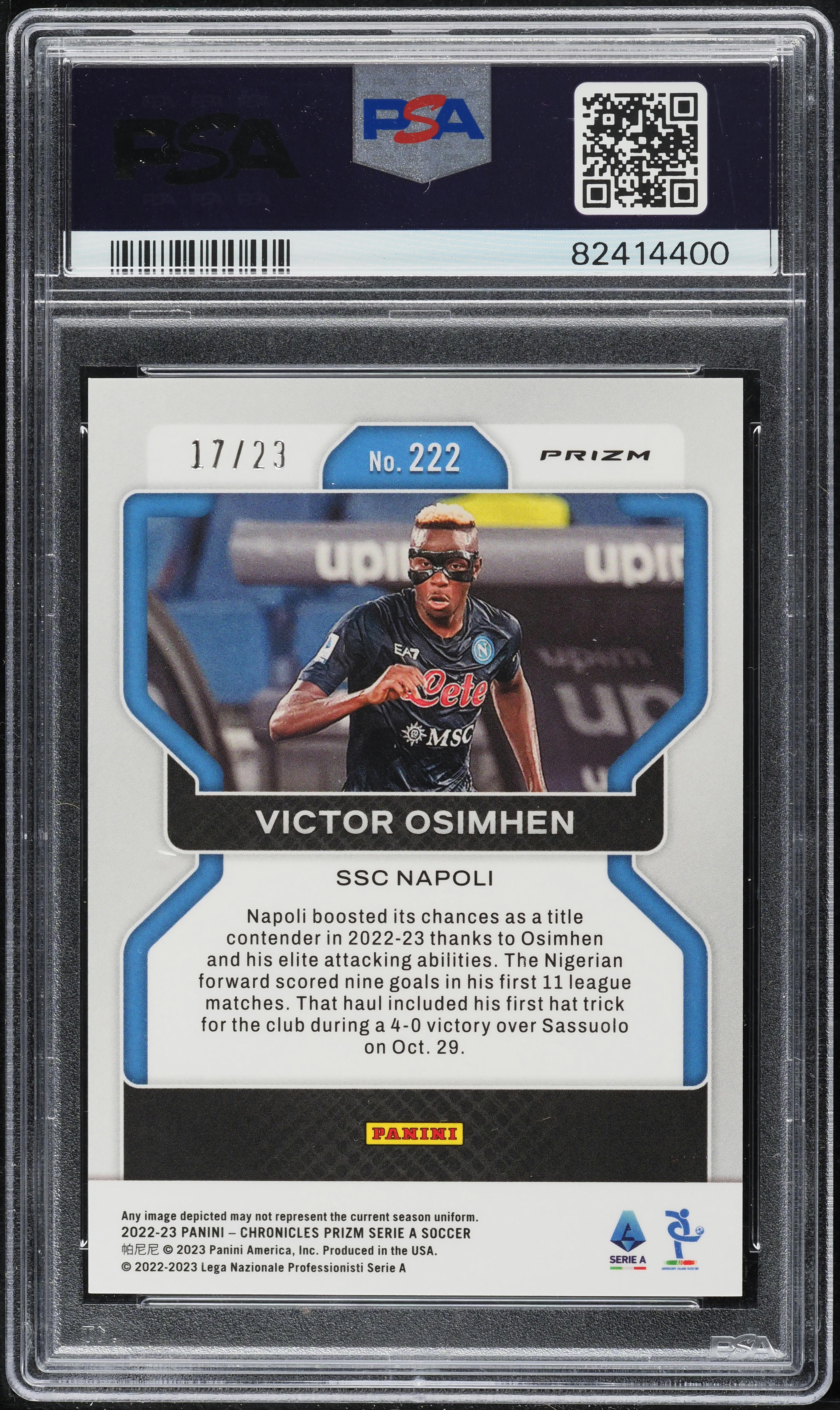 2022 Panini Chronicles Prizm Orange Ice Victor Osimhen /23 #222