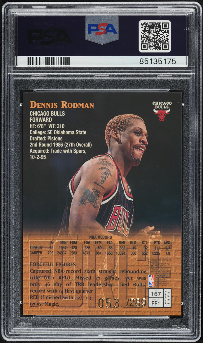 DENNIS RODMAN FINEST 289枚 GOLD REFRACTOR Dennis Rodman 2007 Topps Finest #49 Gold Refractor /25 Price Guide
