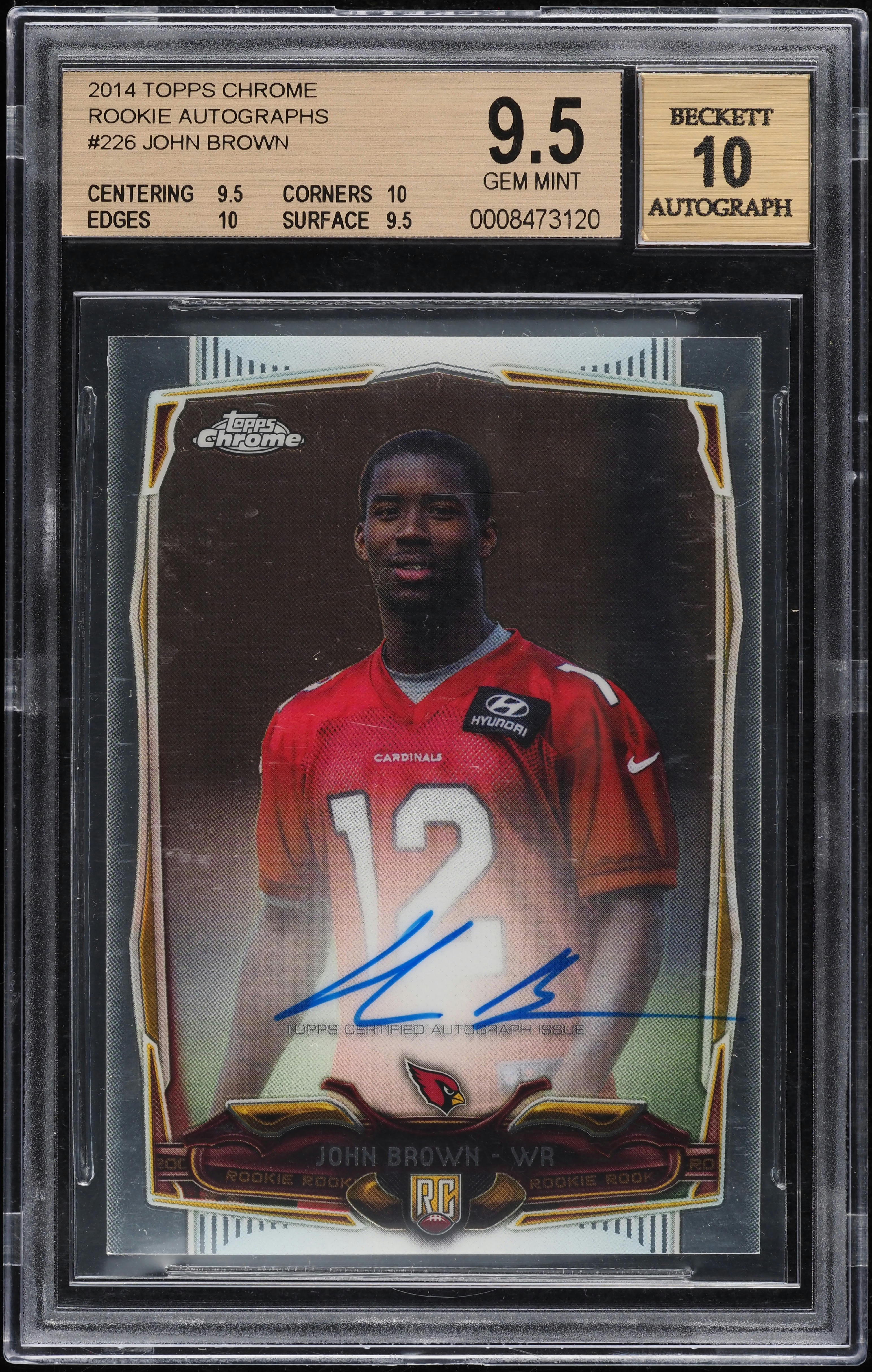 2014 Topps Chrome John Brown ROOKIE AUTO #226 BGS 9.5 GEM MINT on