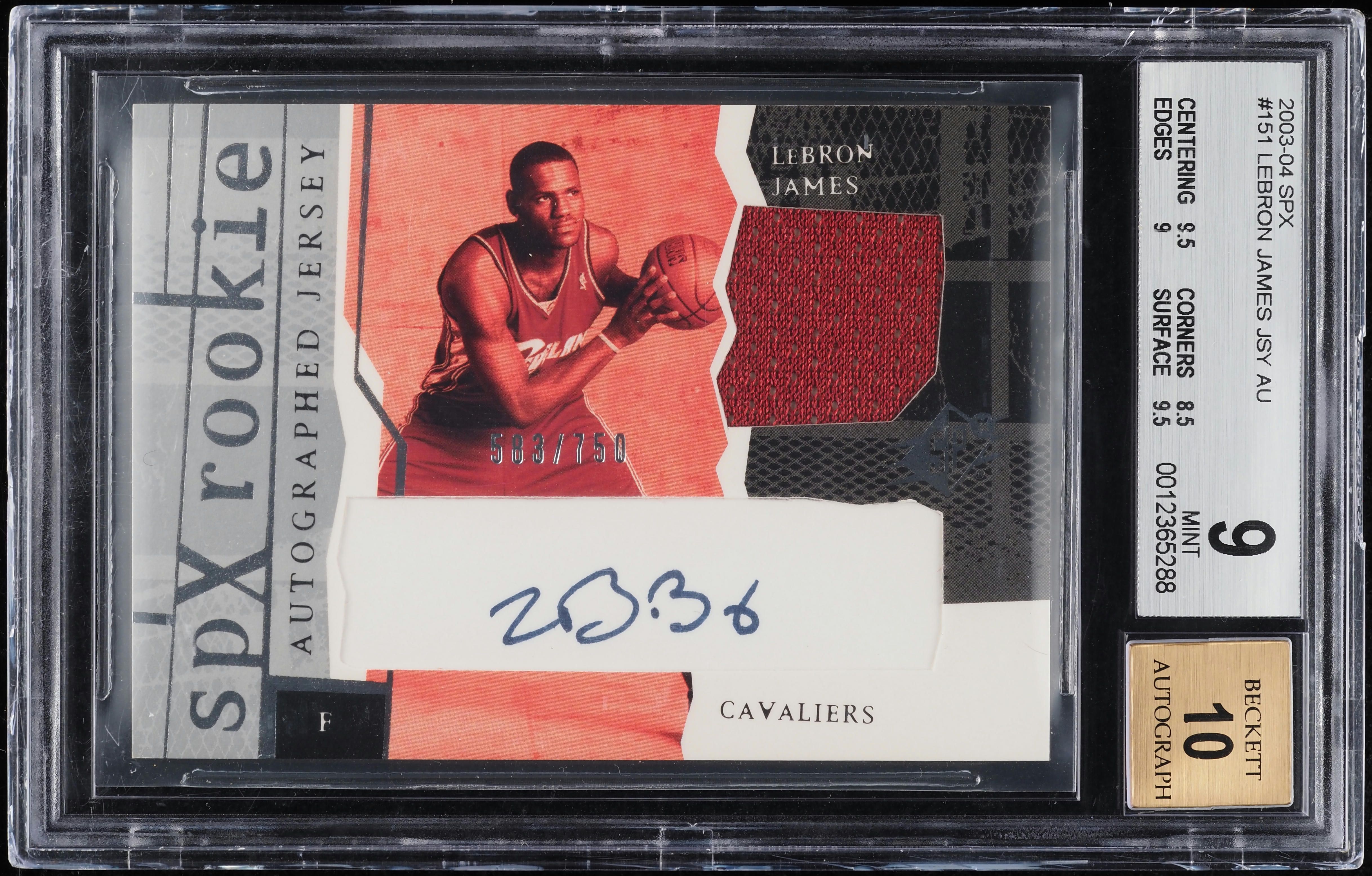 2003 SPx Basketball LeBron James ROOKIE PATCH AUTO /750 #151 BGS 9