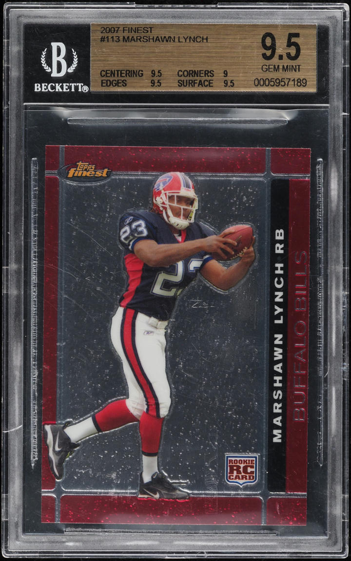 2007 Finest Football Marshawn Lynch ROOKIE #113 BGS 9.5 GEM MINT
