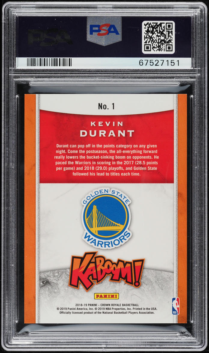 2018 Crown Royale Kaboom! Kevin Durant #1 PSA 9 MINT on Fanatics