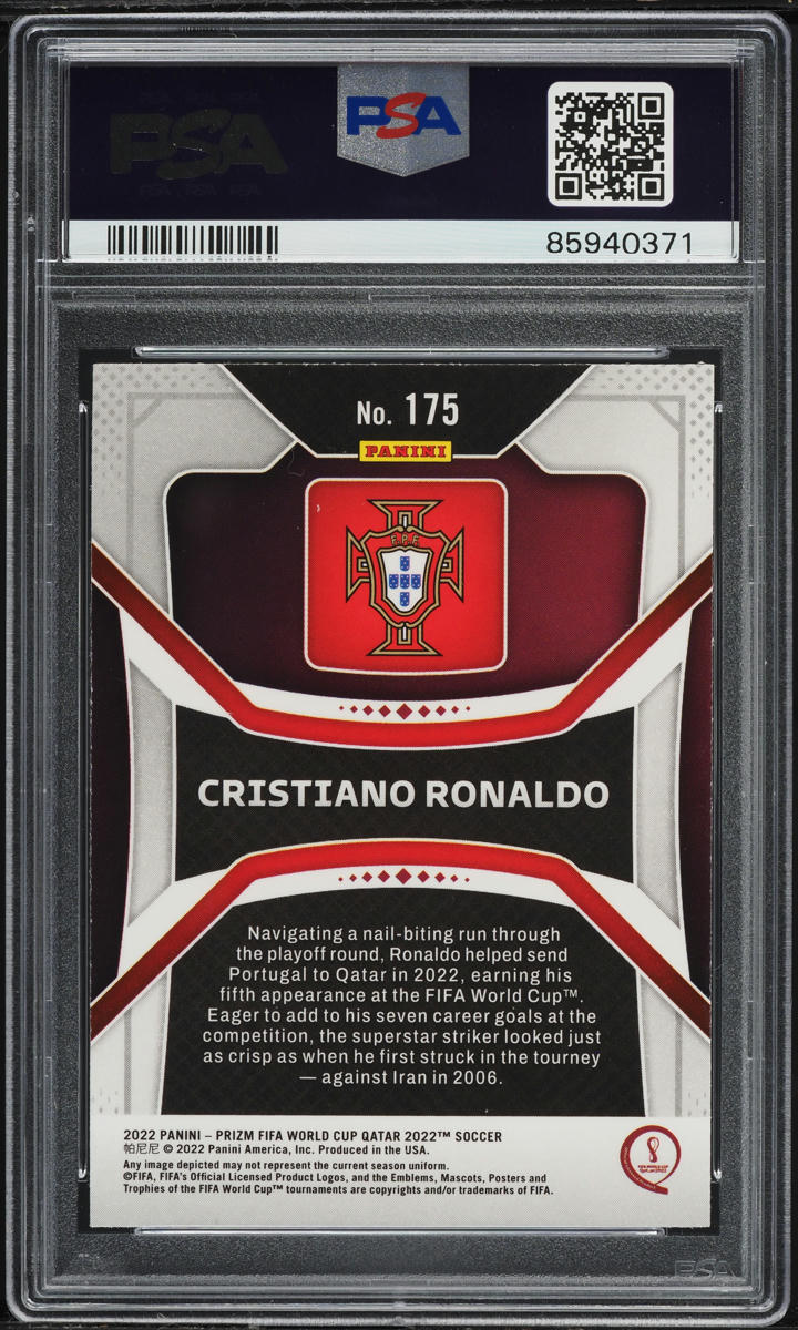 2022 Panini Prizm World Cup Qatar Cristiano Ronaldo #175 PSA 9 MINT
