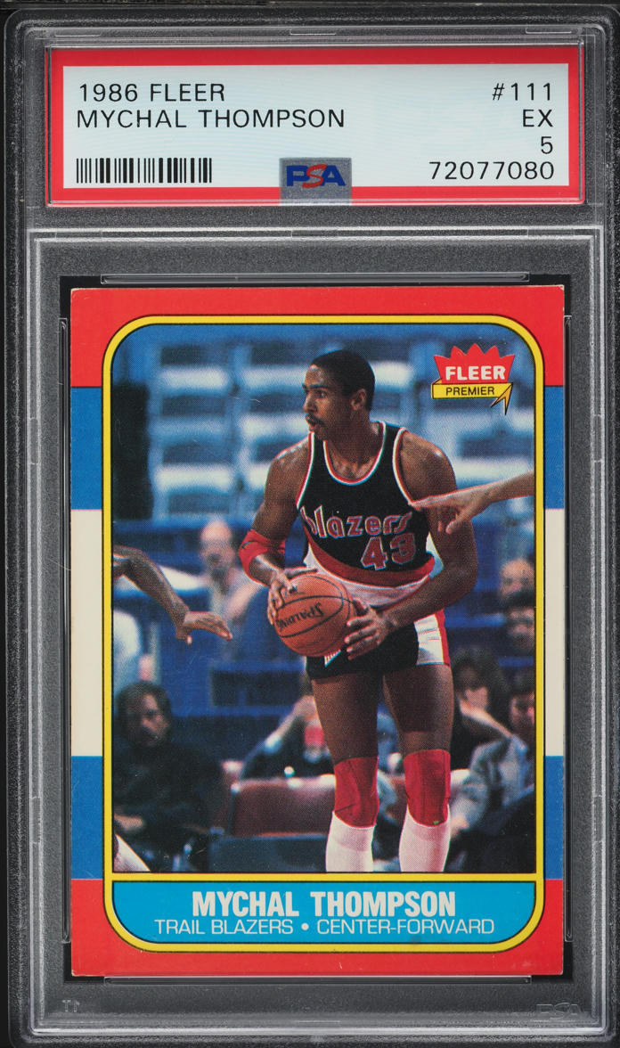1986 Fleer Basketball Mychal Thompson #111 PSA 5 EX