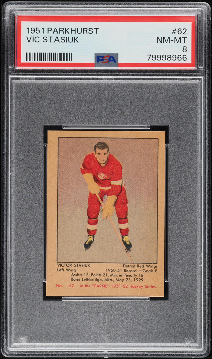 1951 Parkhurst Vic Stasiuk #62 PSA 8 NM-MT