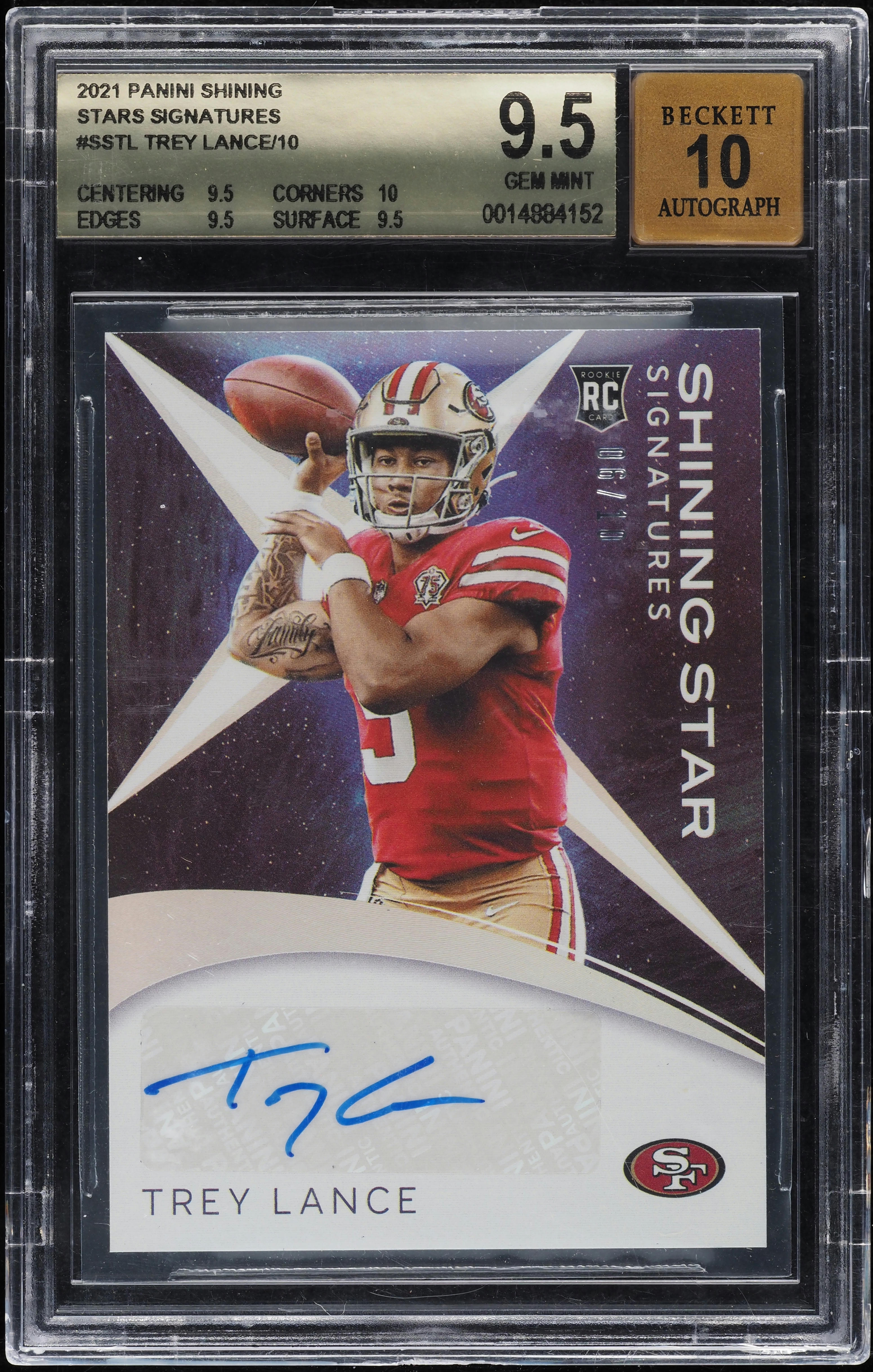 2021 Panini Shining Stars Signatures Trey Lance ROOKIE AUTO /10