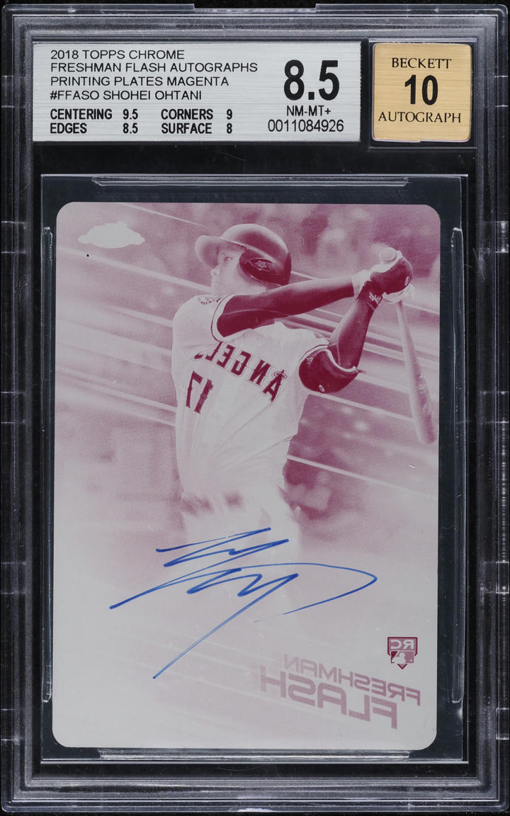 2018 Topps Chrome Printing Plate Magenta Shohei Ohtani ROOKIE AUTO 1/1 BGS 8.5
