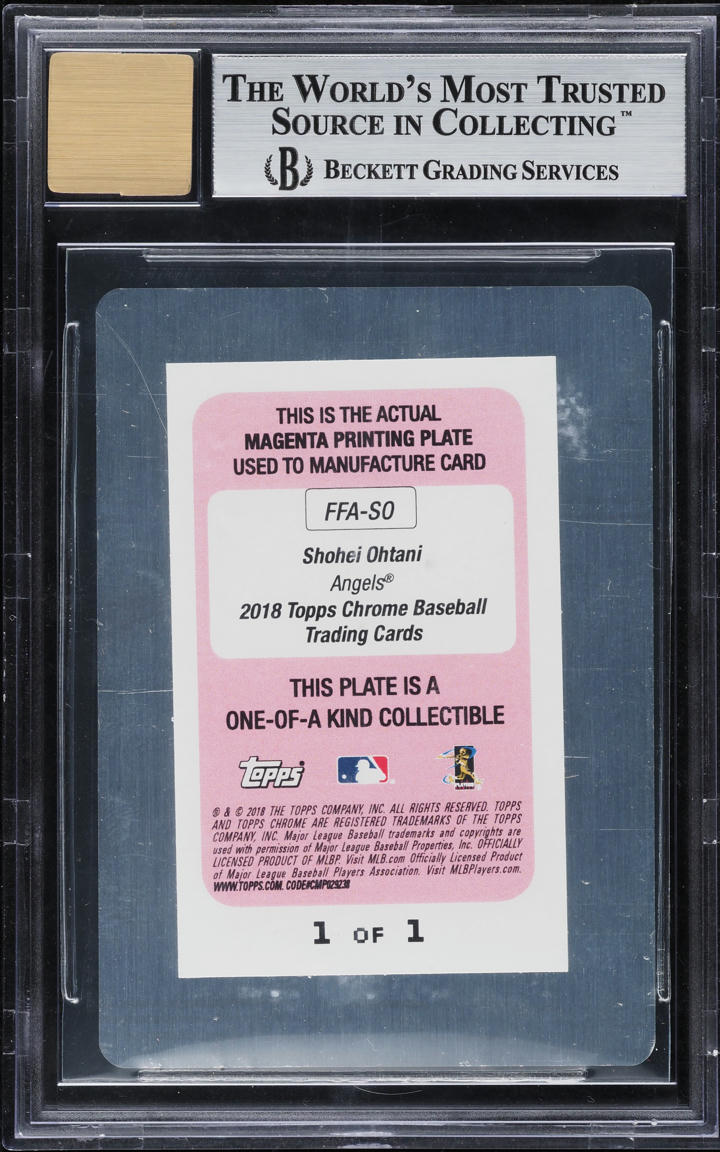 2018 Topps Chrome Printing Plate Magenta Shohei Ohtani ROOKIE AUTO 1/1 BGS 8.5