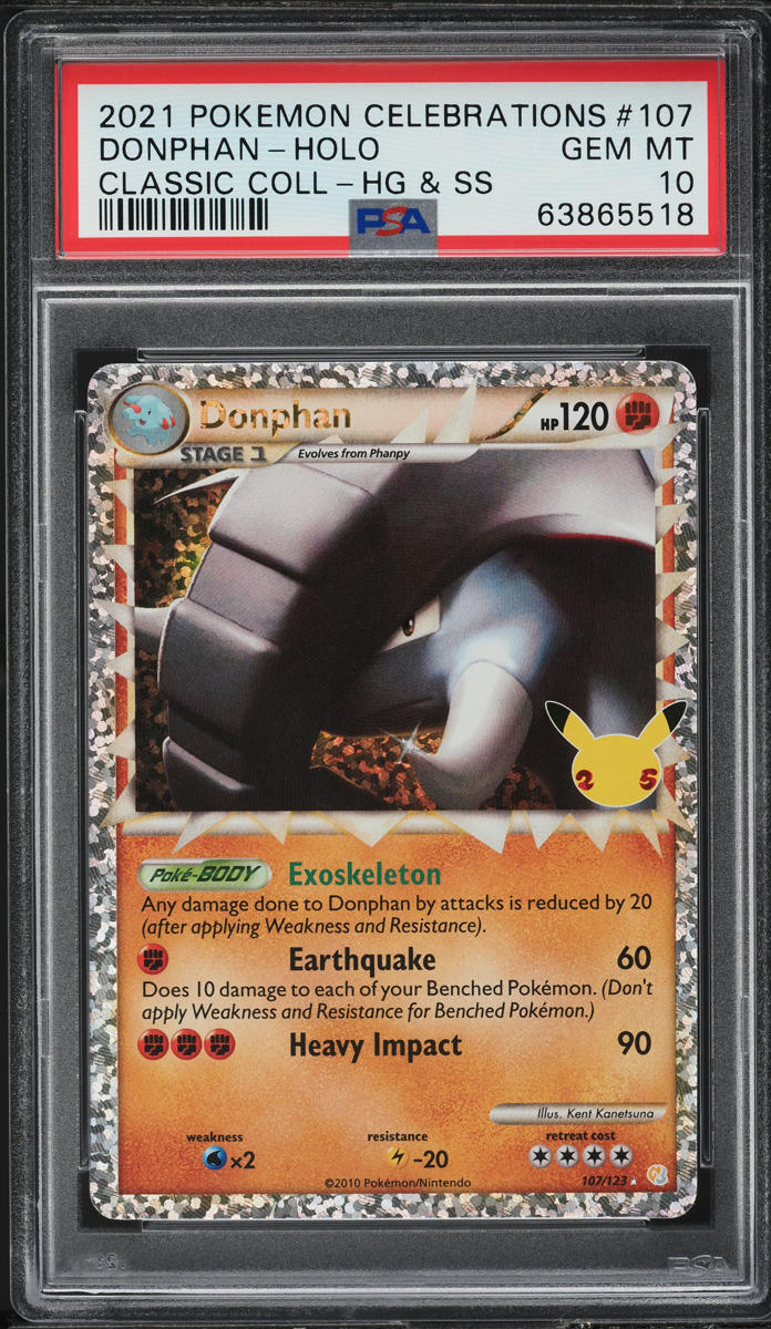 2021 Pokemon SWSH Celebrations Classic Collection Holo Donphan #107 PSA 10 GEM