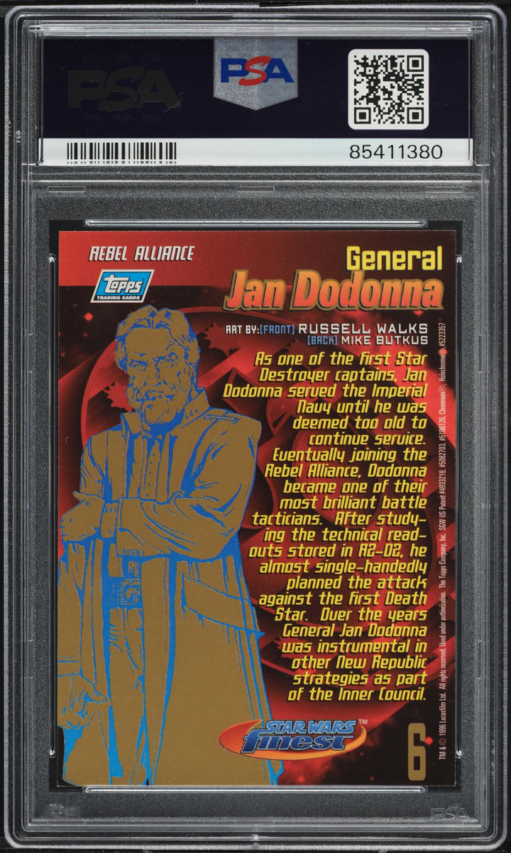 1996 Star Wars Finest Refractor General Jan Dodonna #6 PSA 9 MINT