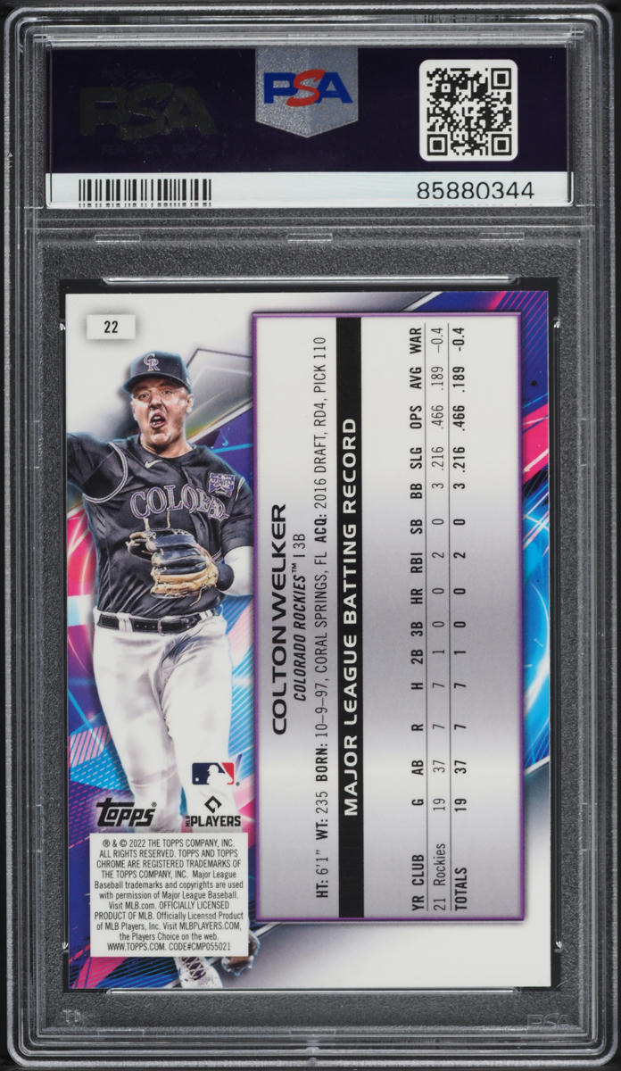 2022 Topps Chrome Cosmic Nucleus Refractor Colton Welker ROOKIE #22 PSA 8 NM-MT