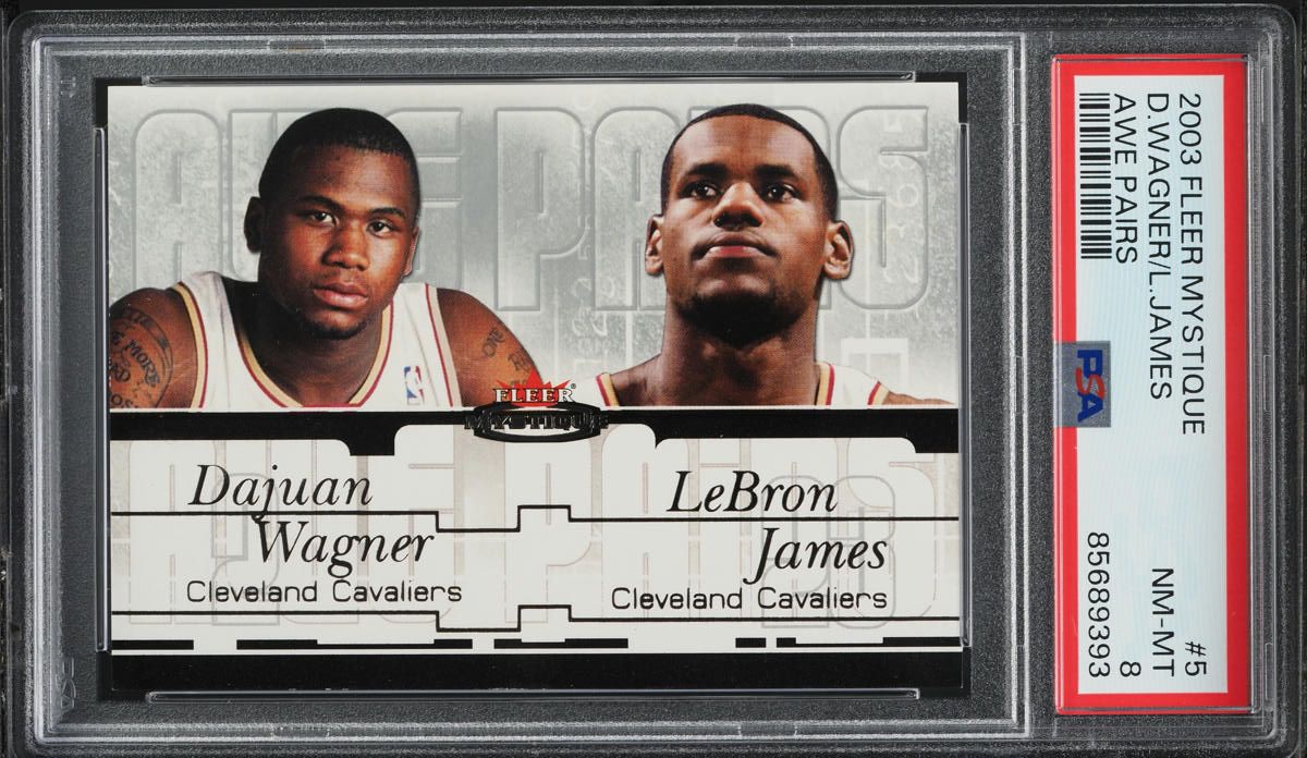2003 Fleer Mystique Awe Pairs LeBron James ROOKIE /500 #5 PSA 8 NM-MT