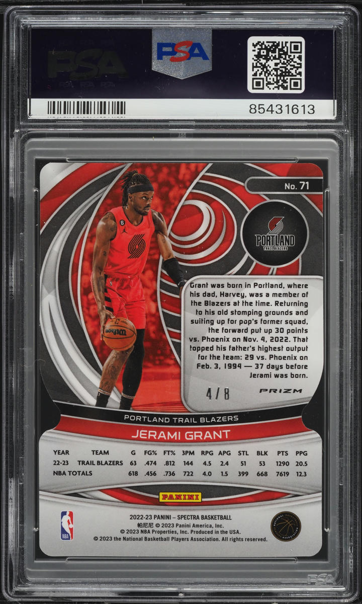 2022 Panini Spectra Universal Die-Cut Jerami Grant /8 #71 PSA 10 GEM MINT