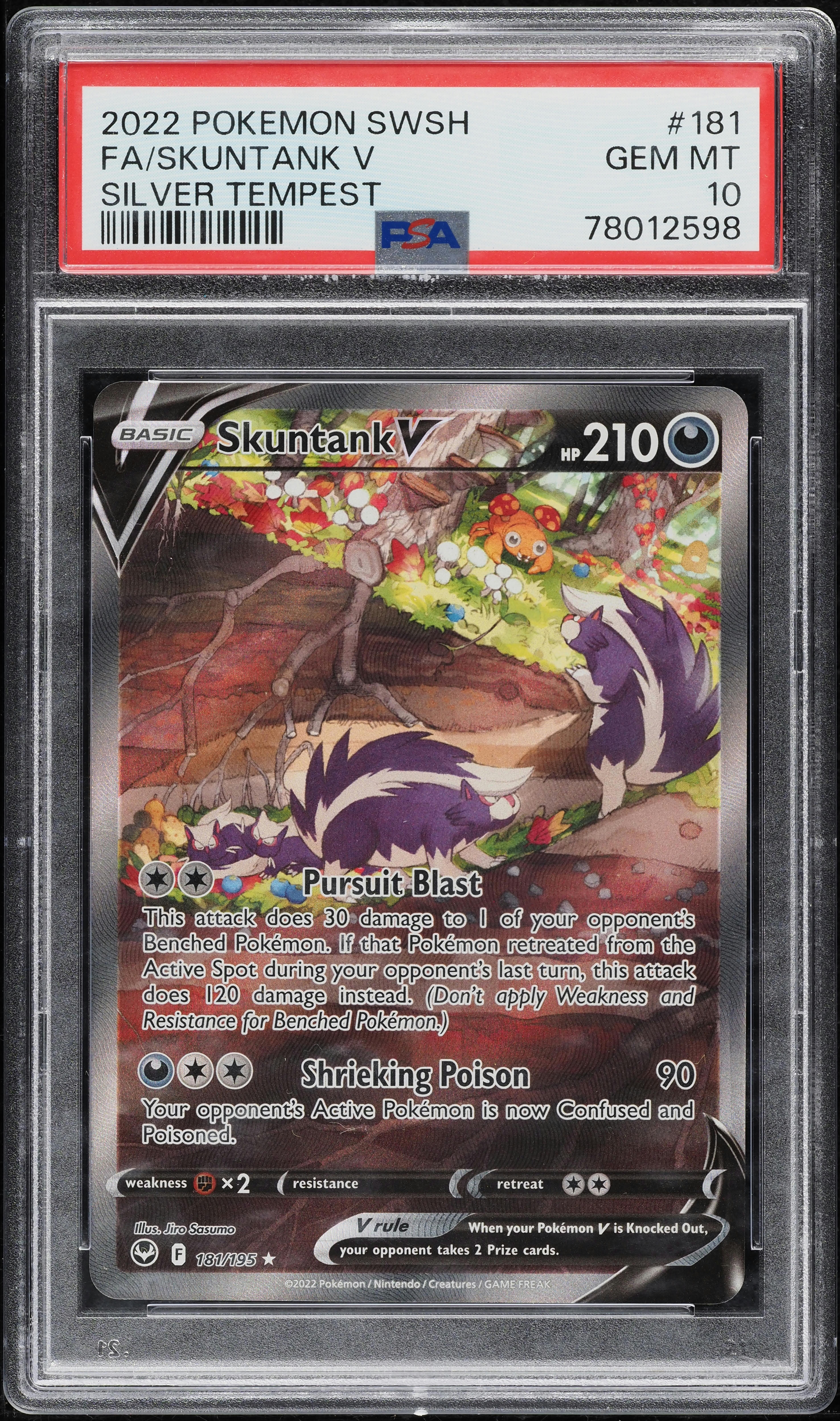 skuntank v pokemon card price NM Pokemon Silver Tempest Skuntank V Alternate Art Secret Rare #181/195