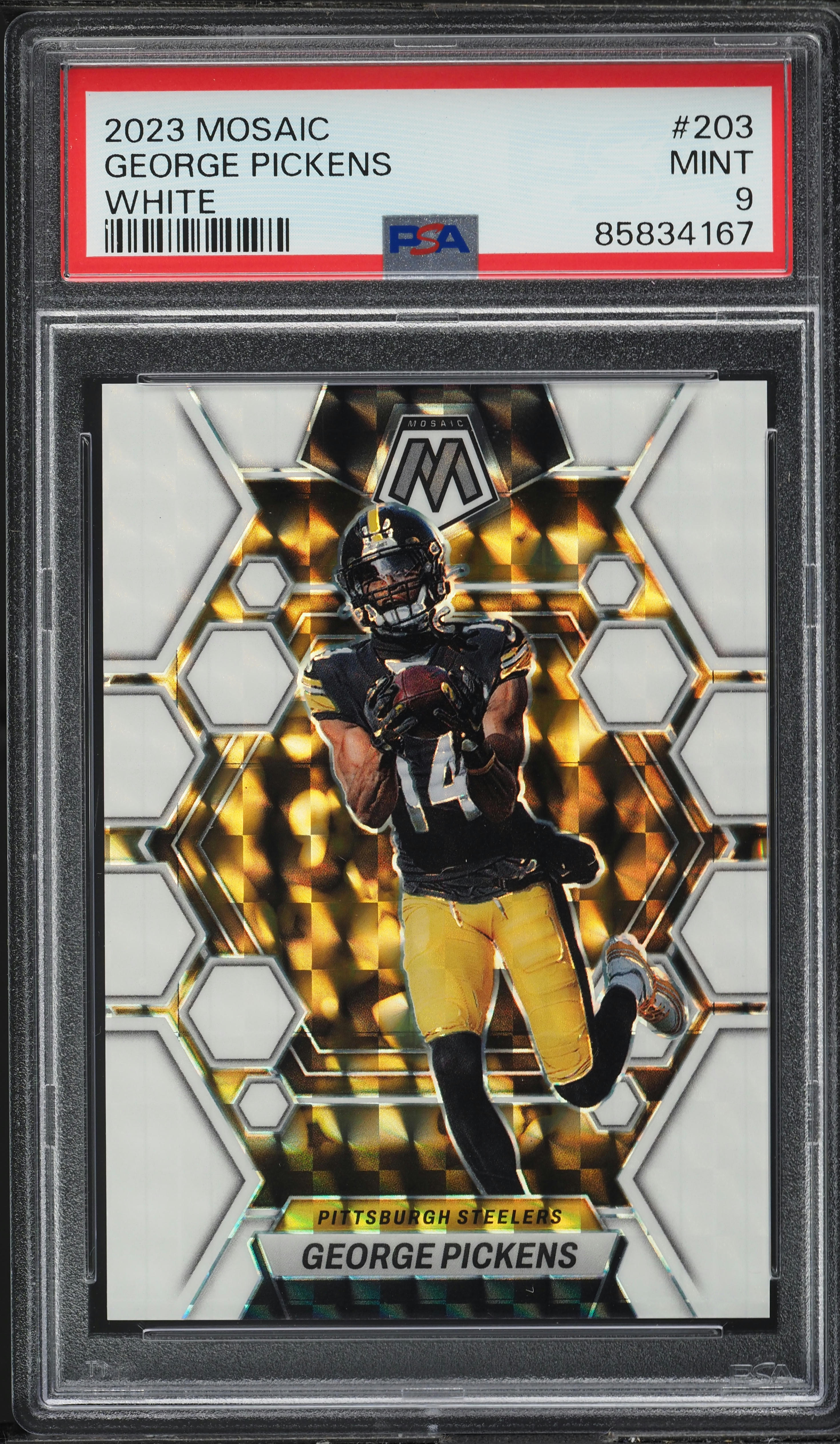 2023 Panini Mosaic White George Pickens /25 #203 PSA 9 MINT on