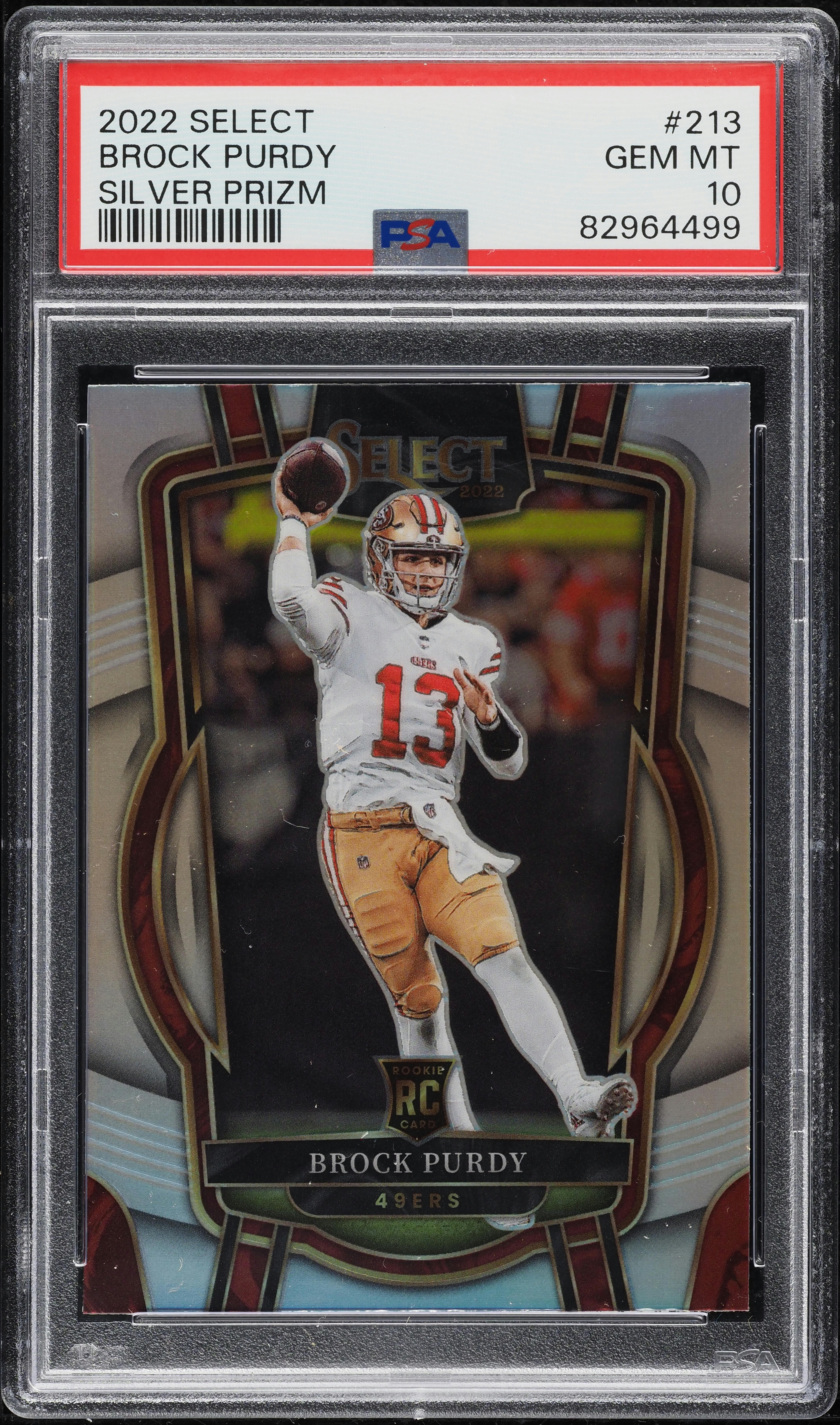 2022 Select Club Level Silver Prizm Brock Purdy ROOKIE #213 PSA 10