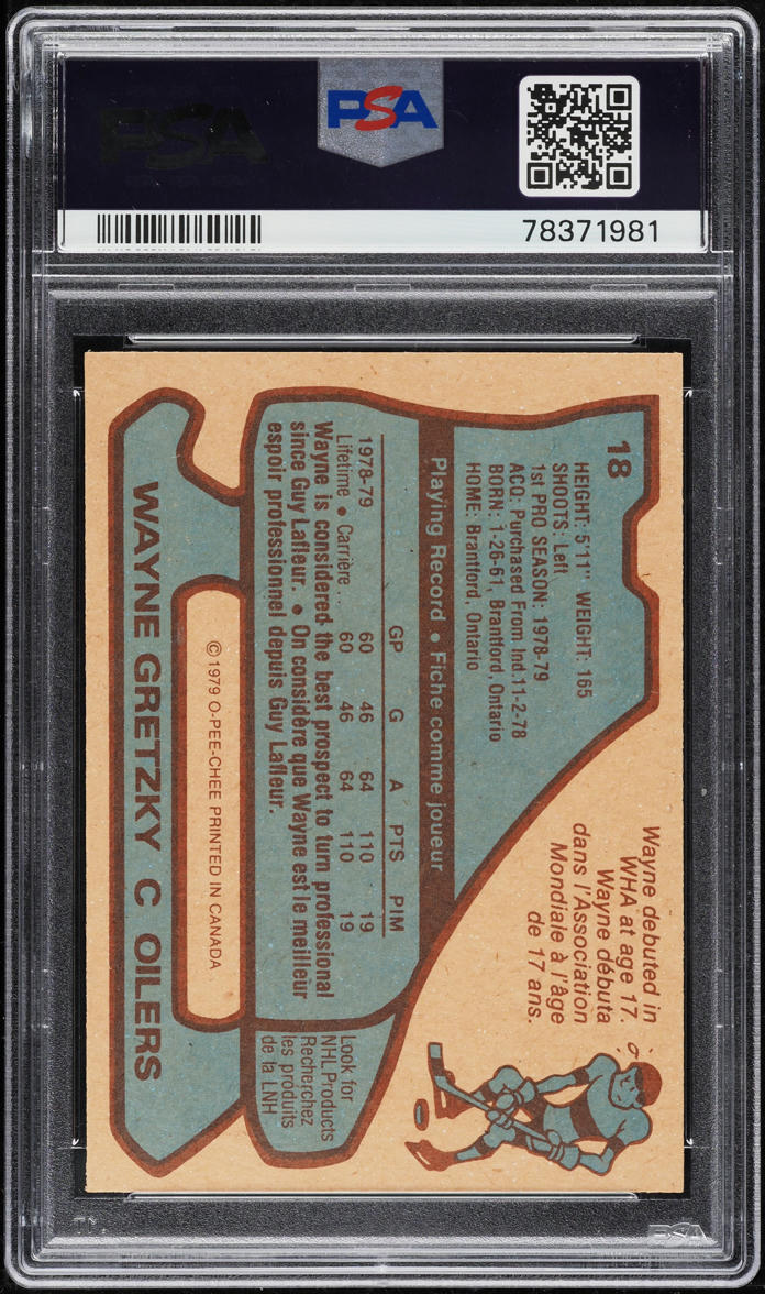 1979 O-Pee-Chee Hockey Wayne Gretzky ROOKIE #18 PSA 9 MINT